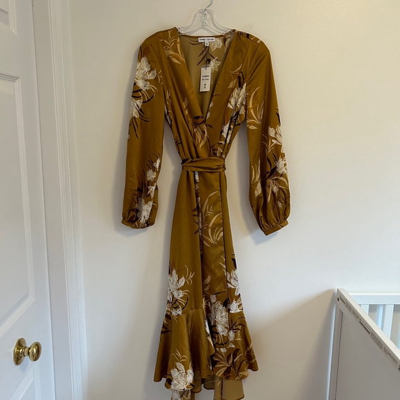 EXPRESS x ROCKY BARNES Floral Wrap Tie Waist Maxi Dress Size XS/Small - Picture 4 of 17